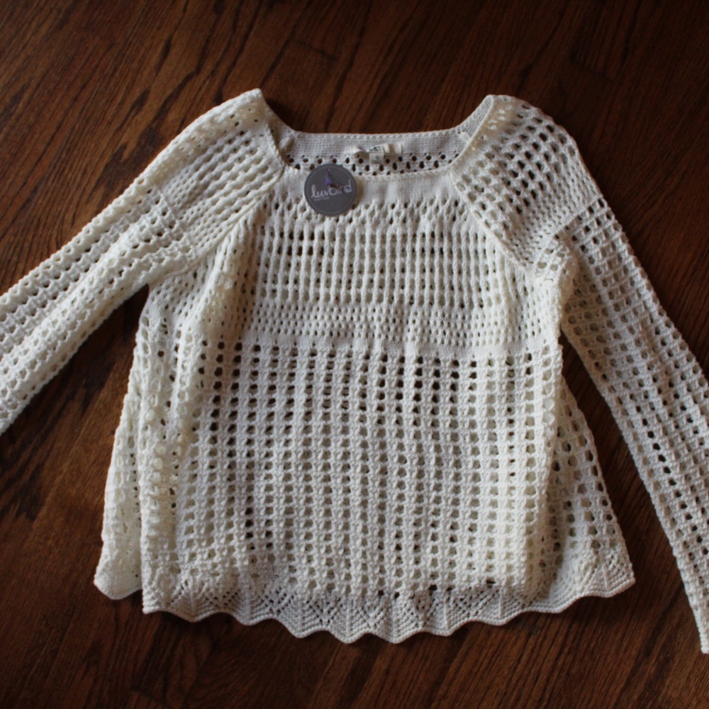 Creme Open Weave Sweater S